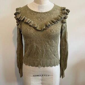 LoveShackFancy Olive Knit Top